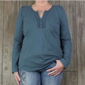 EDDIE BAUER | Cotton Blue Henley Style Shirt